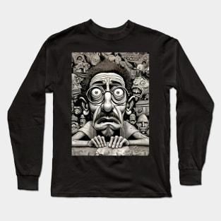 Inner Demons: A Perspective on Humanity's Eternal Struggle on a Dark Background Long Sleeve T-Shirt